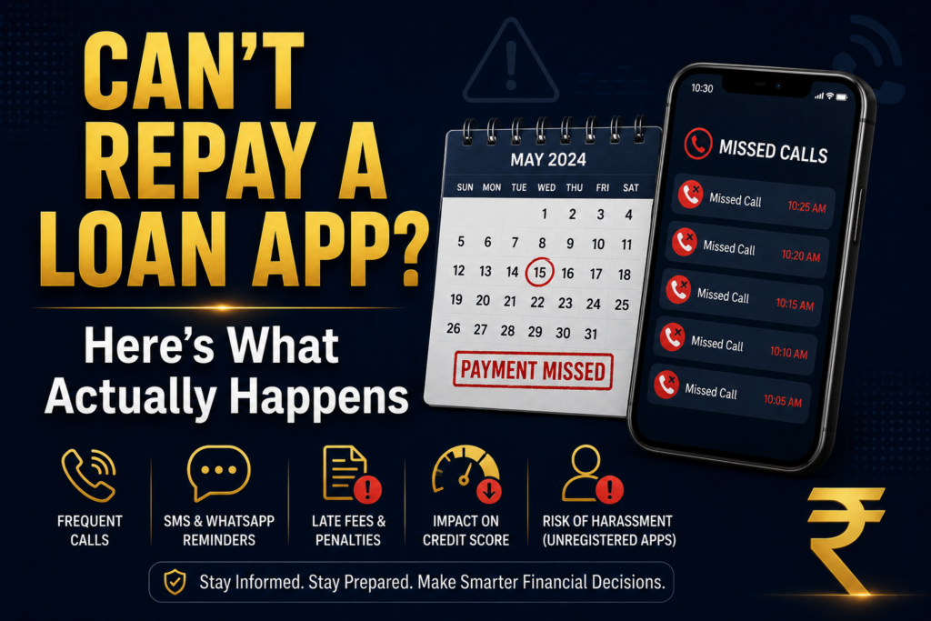 What happens if you can't repay a loan app in India — legal position, CIBIL impact, and what to do